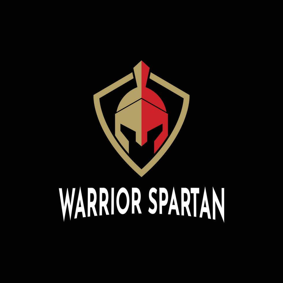 Spartan warrior logo design concept idea with shield vector