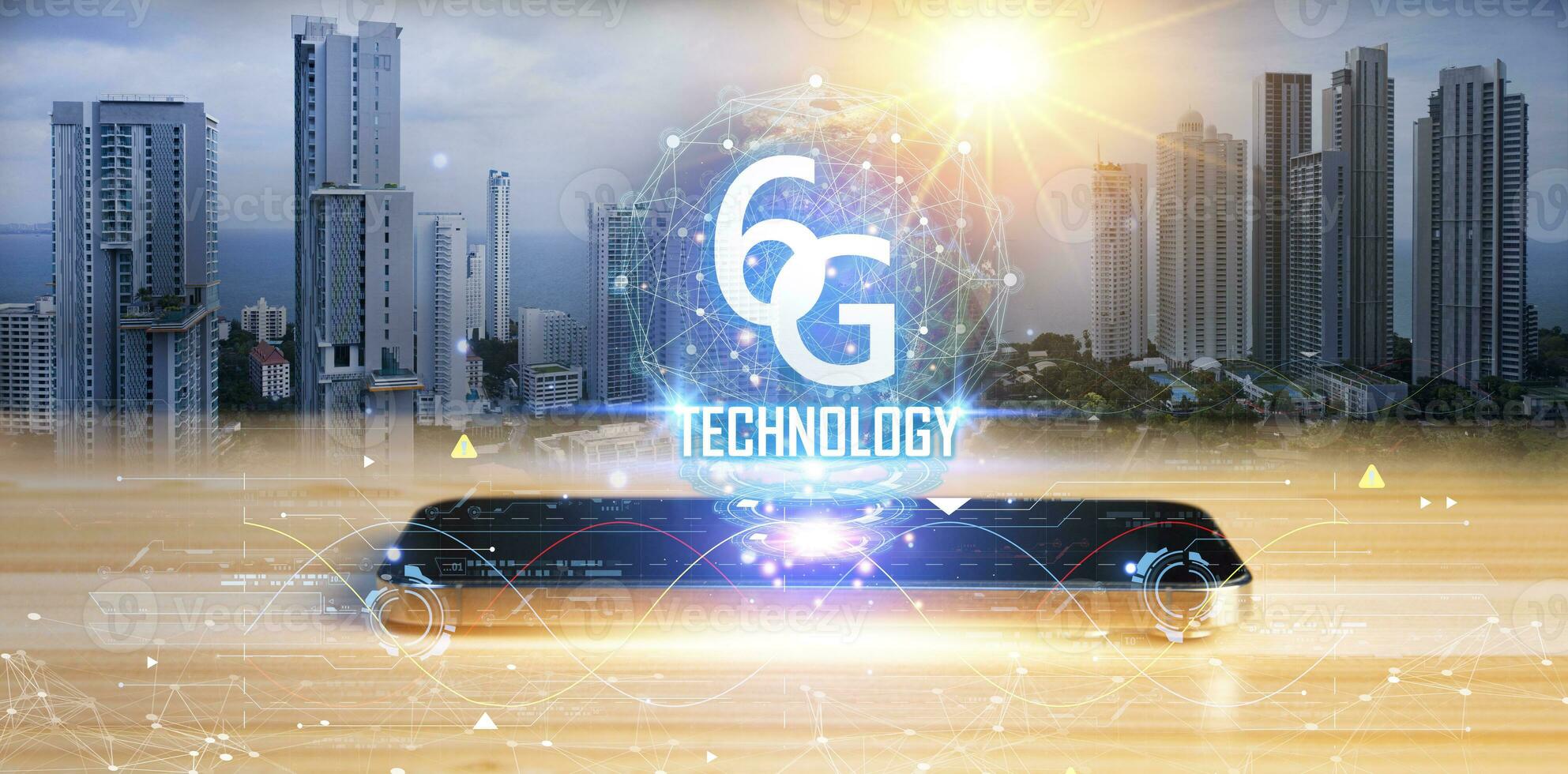 6G network concept, high speed mobile internet New age network, business concept, modern technology internet and network photo