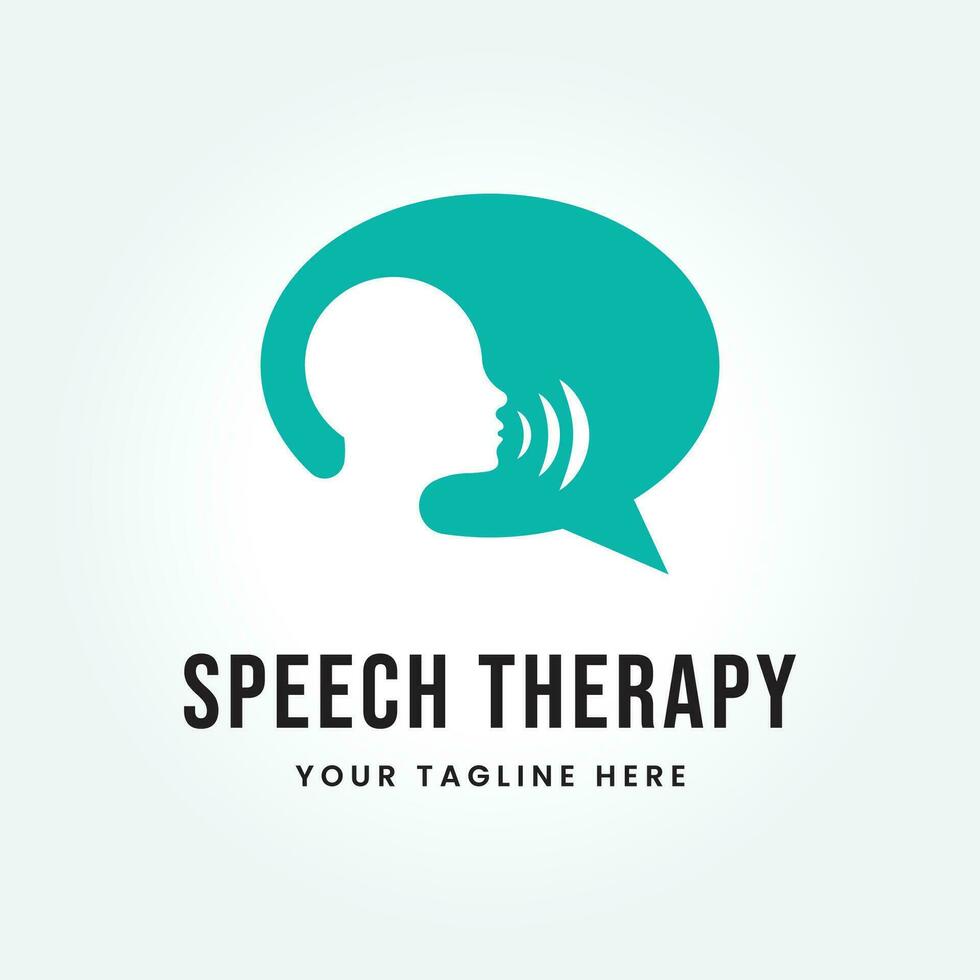 Speech Therapy Logo Design Vector Template Illustration