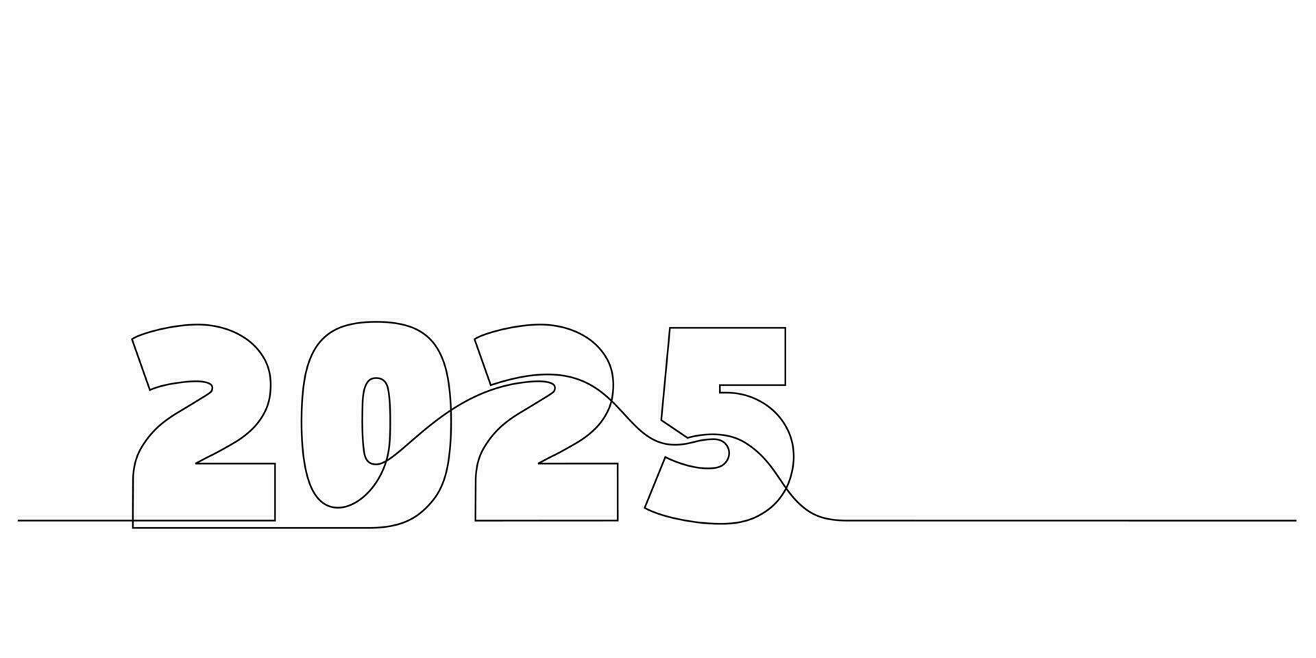 continuous line drawing 2025 number design logo minimalism vector