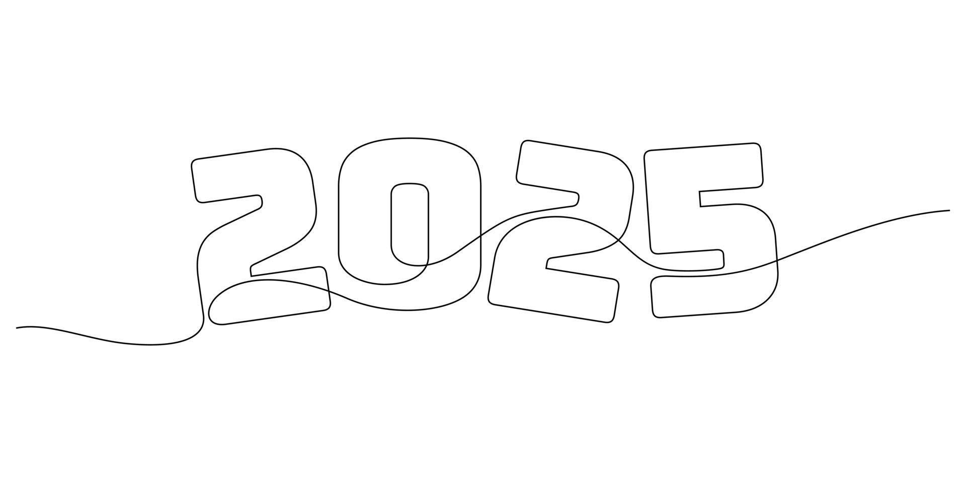 continuo línea dibujo 2025 comenzando de el año Delgado línea