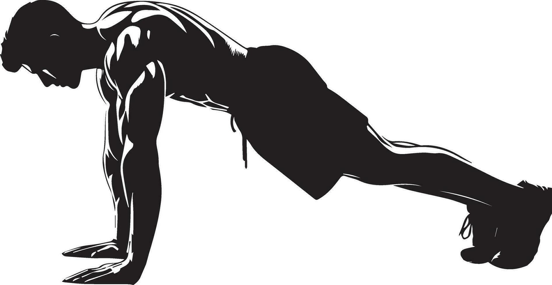 A man push up vector silhouette black color 7