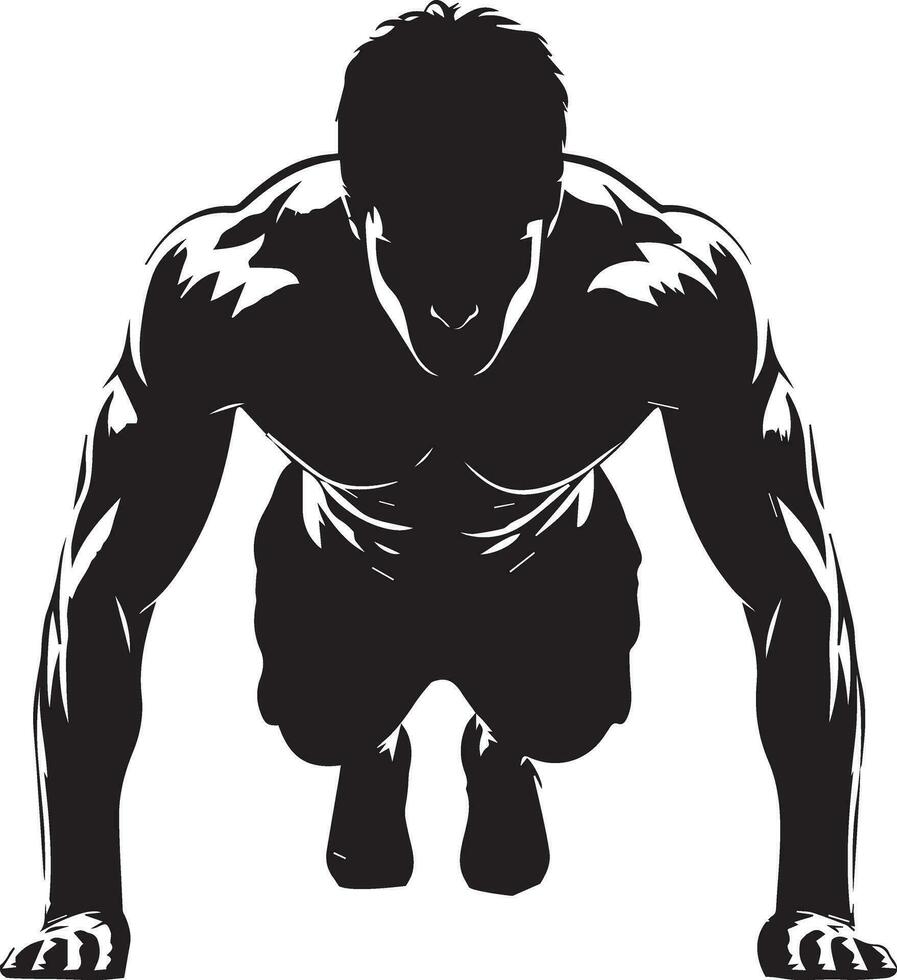 A man push up vector silhouette black color 4