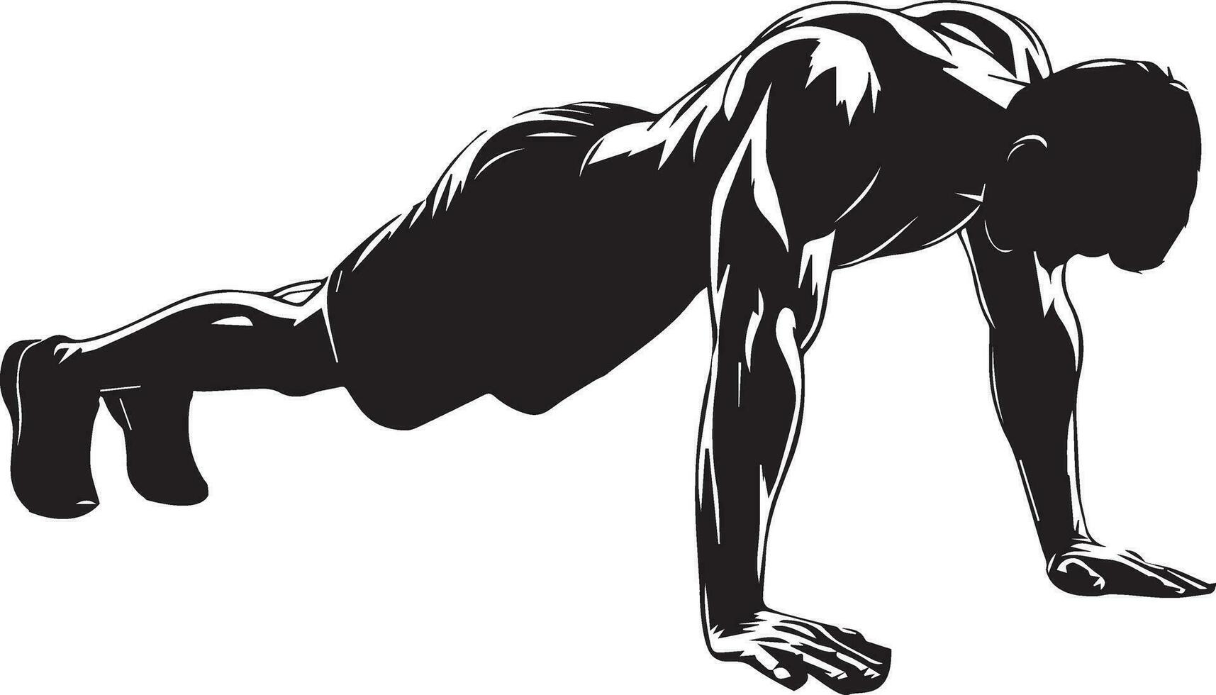 A man push up vector silhouette black color 2