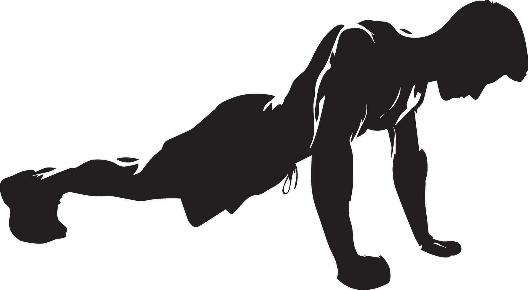 A man push up vector silhouette black color 5