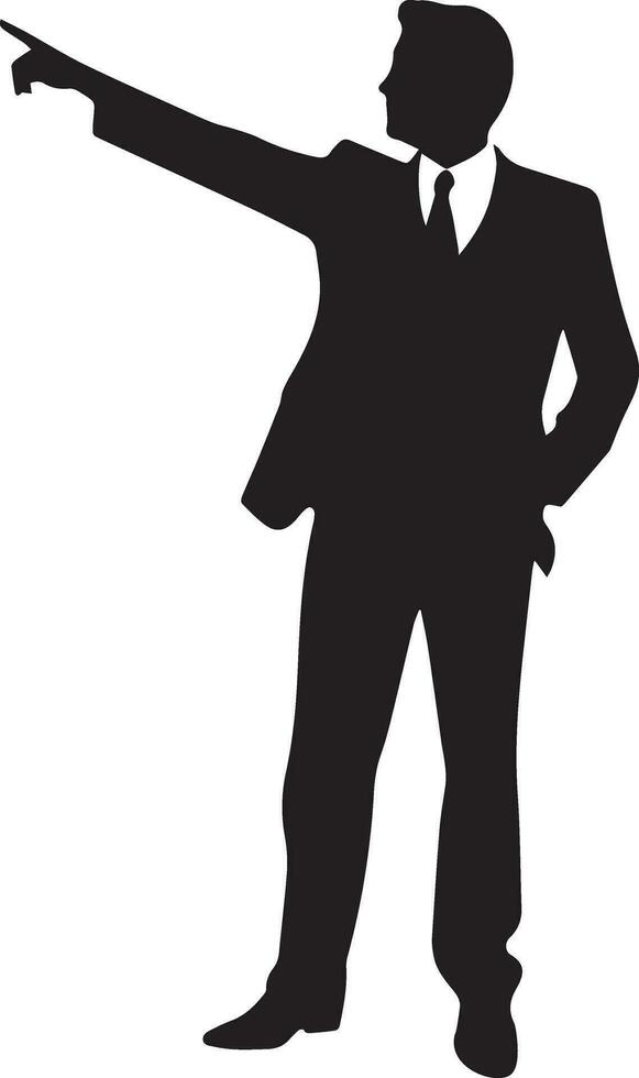 A business man direction with hand vector silhouette 11