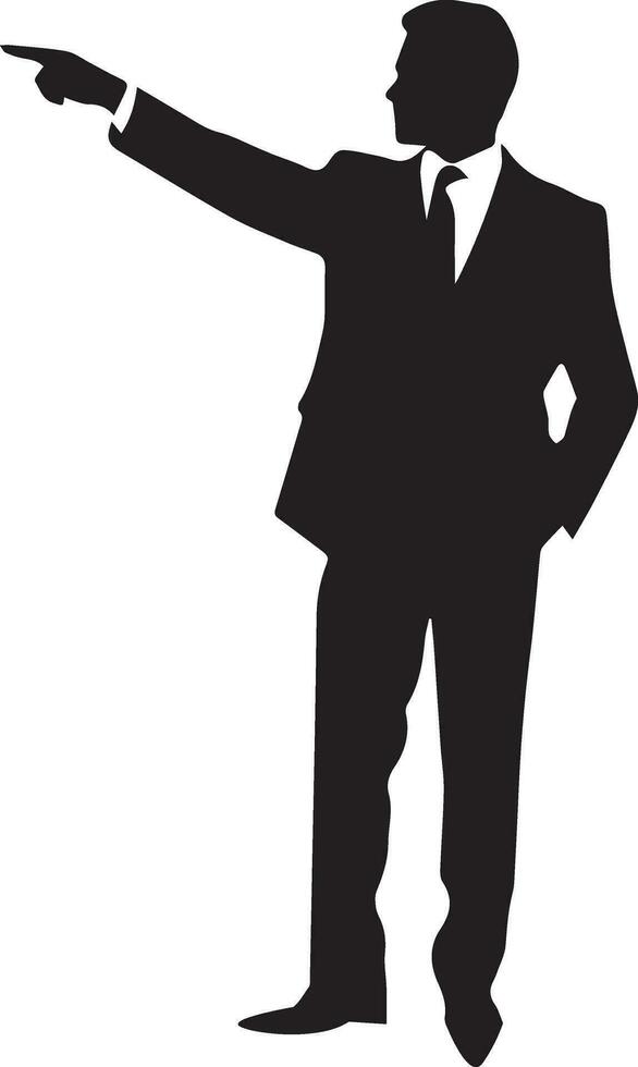 A business man direction with hand vector silhouette 3