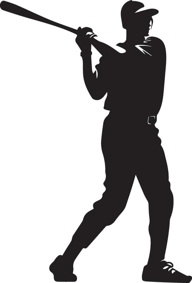 béisbol jugador vector silueta, silueta, negro color 7 7