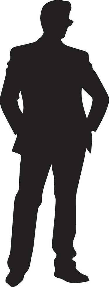 Business man stand pose vector silhouette 2