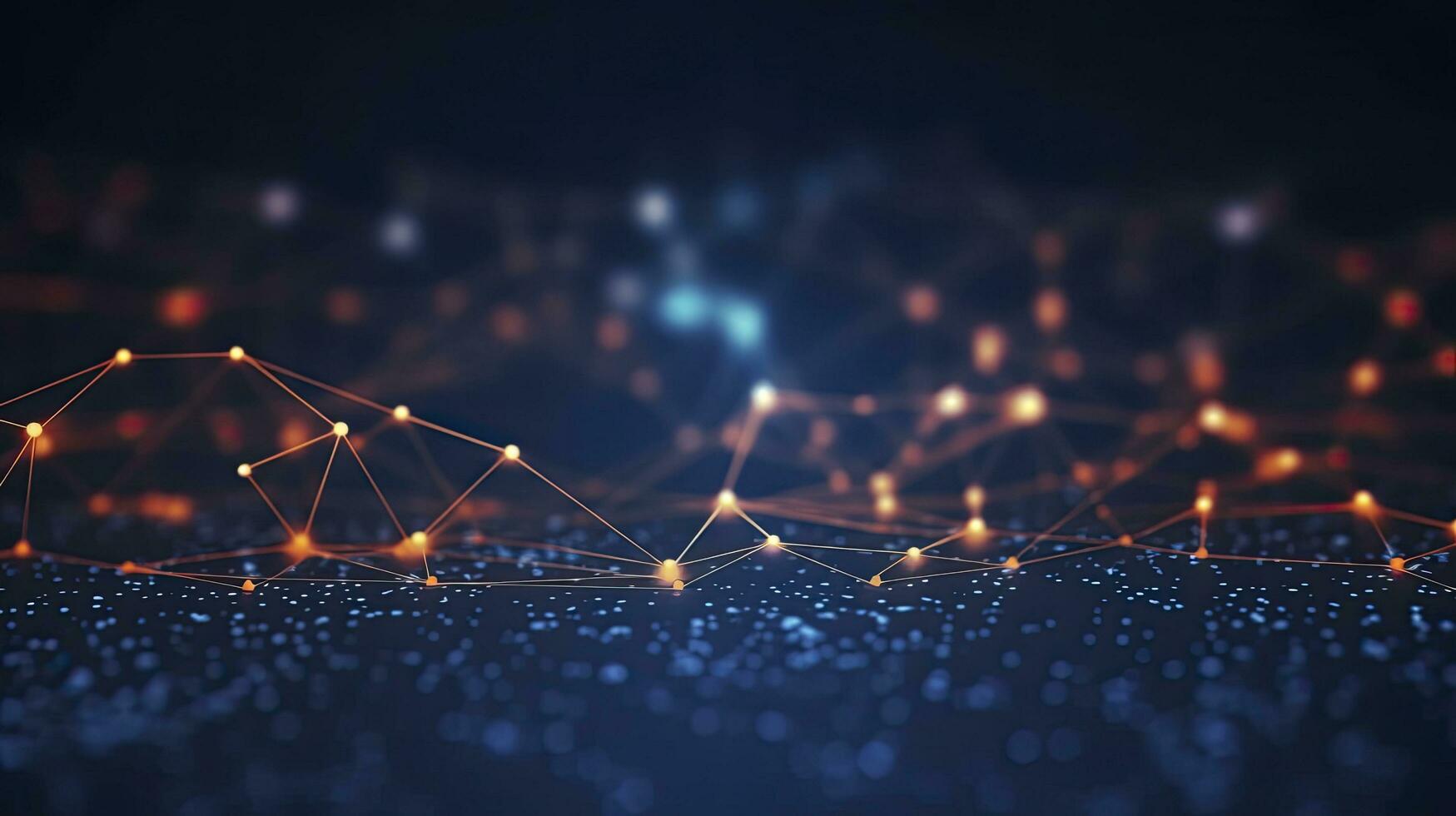 AI generated Abstract connected dots and lines. Motion of digital data flow. AI Generated photo