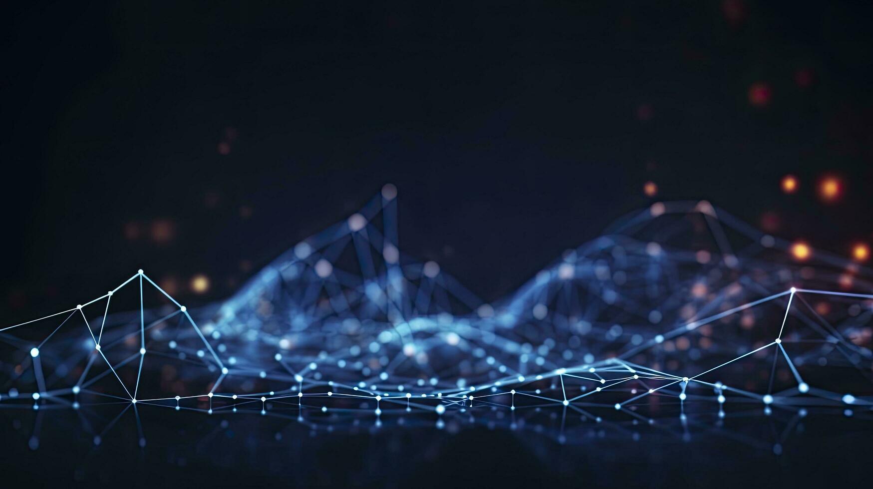 AI generated Abstract connected dots and lines. Motion of digital data flow. AI Generated photo