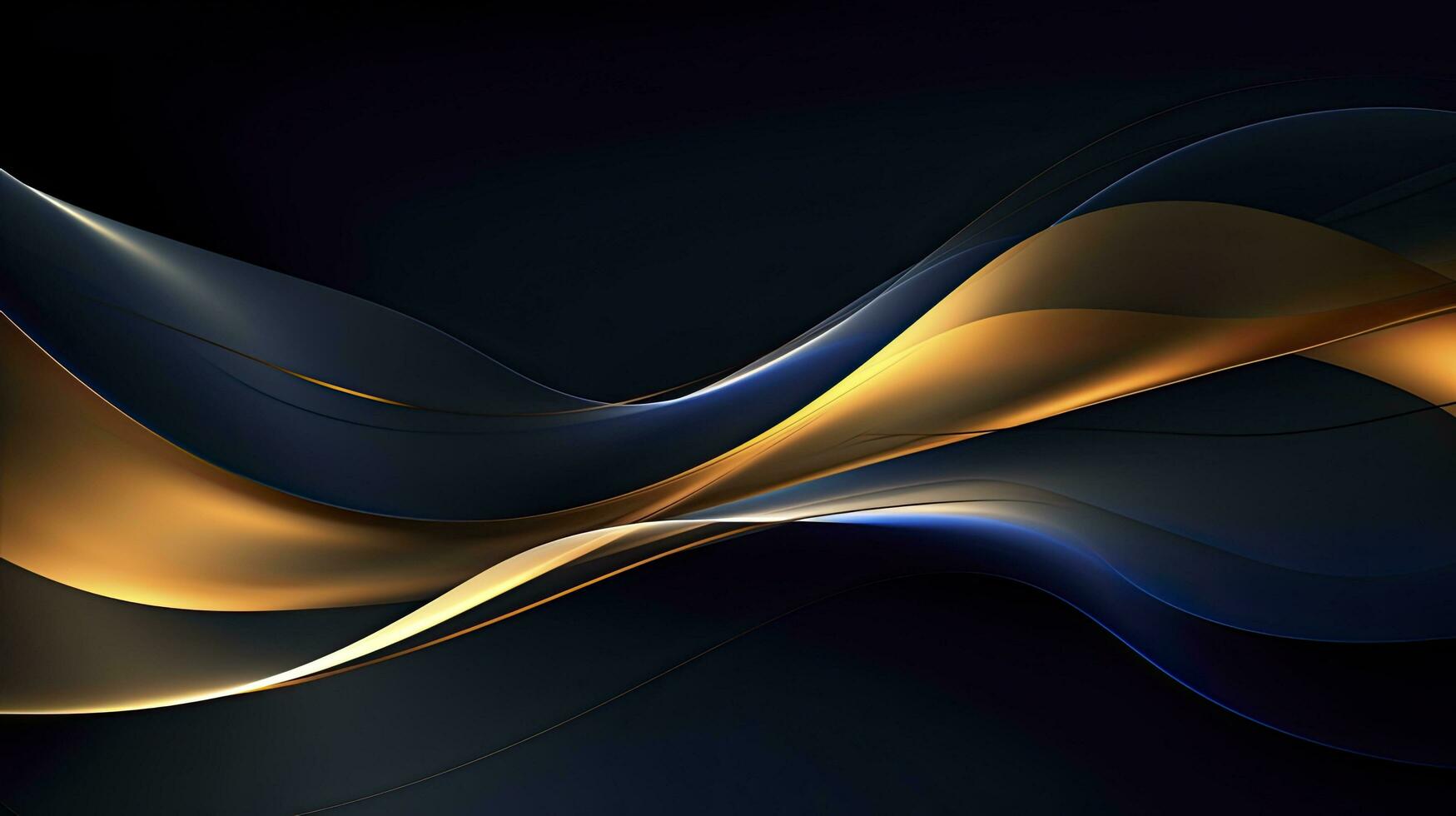 AI generated Gold and navy blue waves abstract. AI Generated. photo