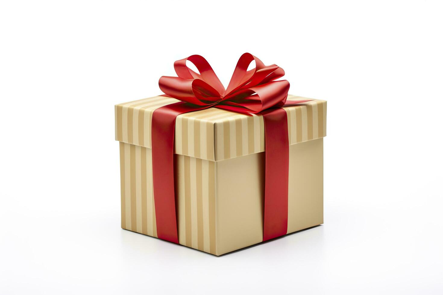 AI generated Gift box with red ribbon isolated on white background. AI Generated photo