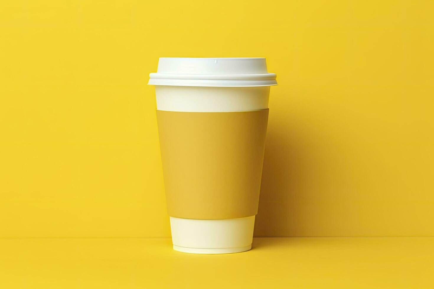 AI generated Blank coffee cup isolated on yellow background. AI Generated photo