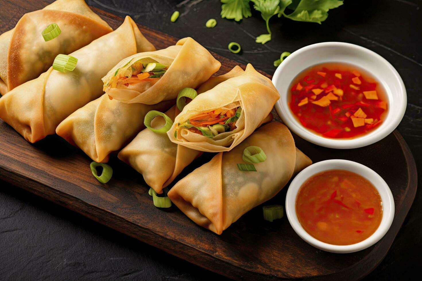 AI generated Egg rolls or spring rolls fried. AI Generated photo