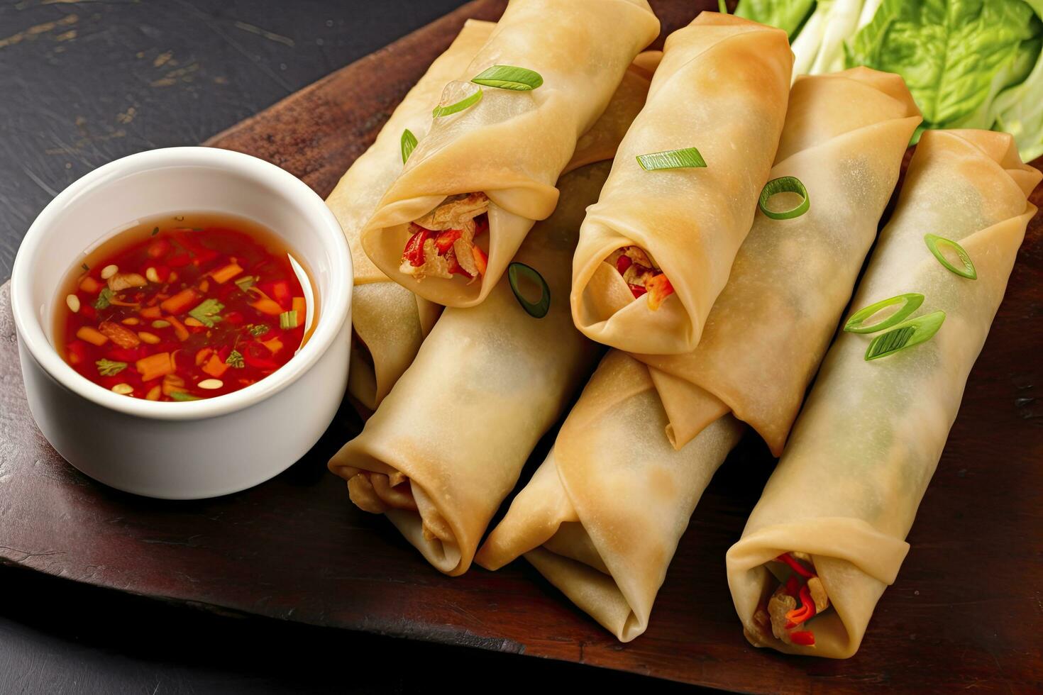 AI generated Egg rolls or spring rolls fried. AI Generated photo