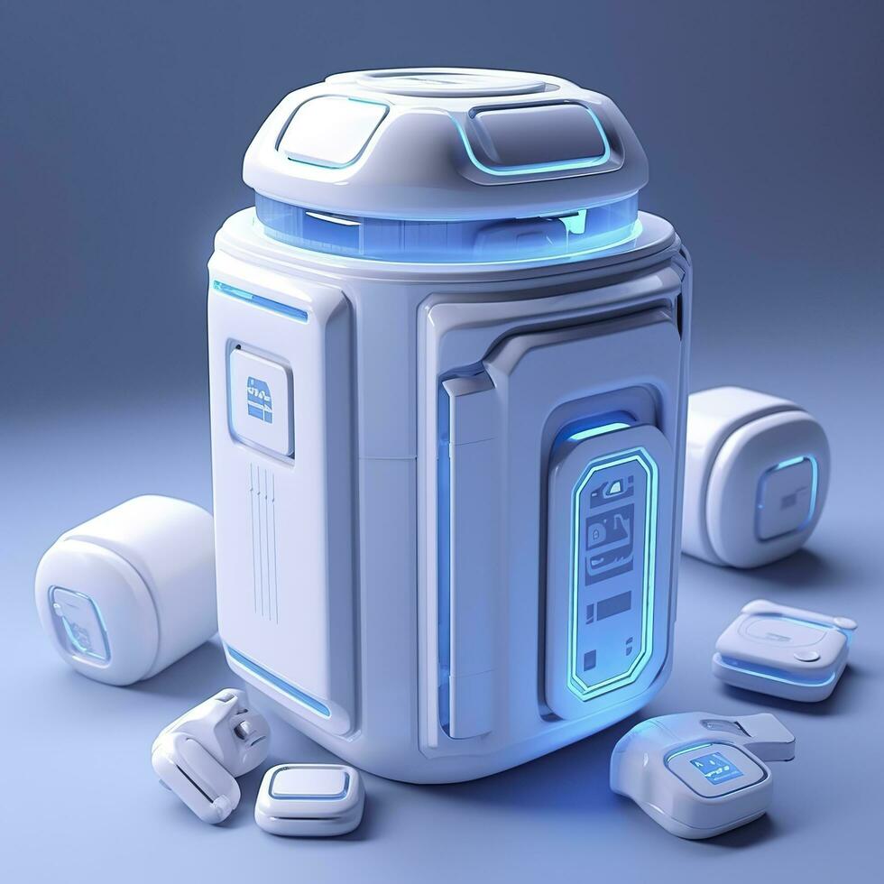 AI generated Removable Trash Can with Intelligent, Modular Design. A Futuristic Concept for Sustainable Waste Management. AI Generative photo