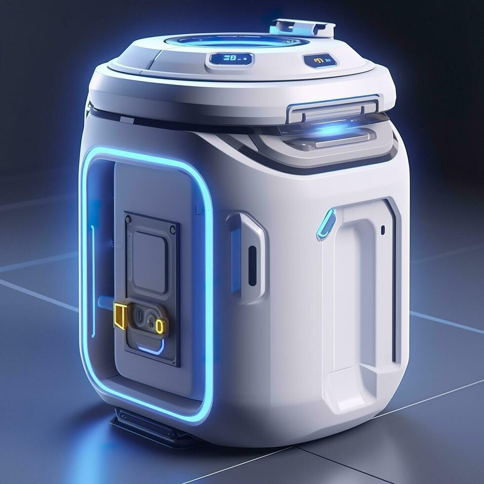 AI generated Removable Trash Can with Intelligent, Modular Design. A Futuristic Concept for Sustainable Waste Management. AI Generative photo