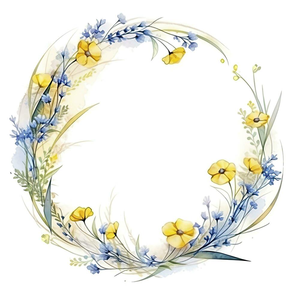 AI generated Watercolor circle frame. AI Generated photo