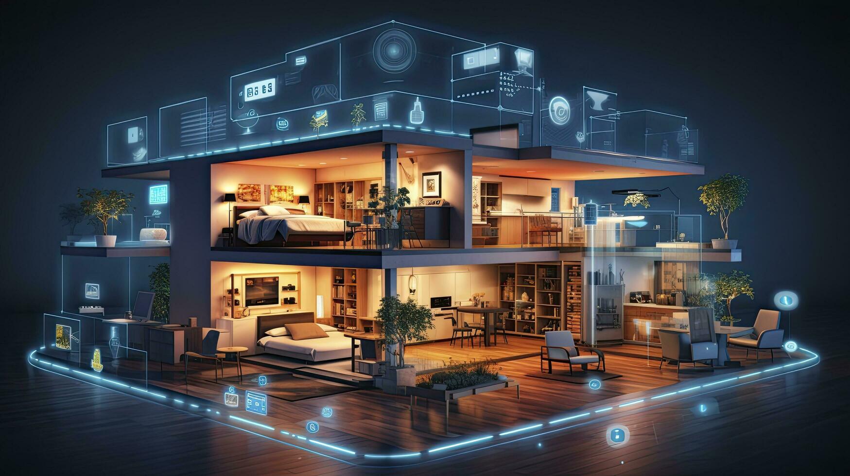 AI generated A Glimpse into the Connected Smart Home of Tomorrow. AI Generated photo