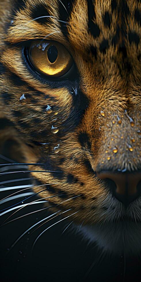 AI generated Leopard macro photography. AI Generated photo