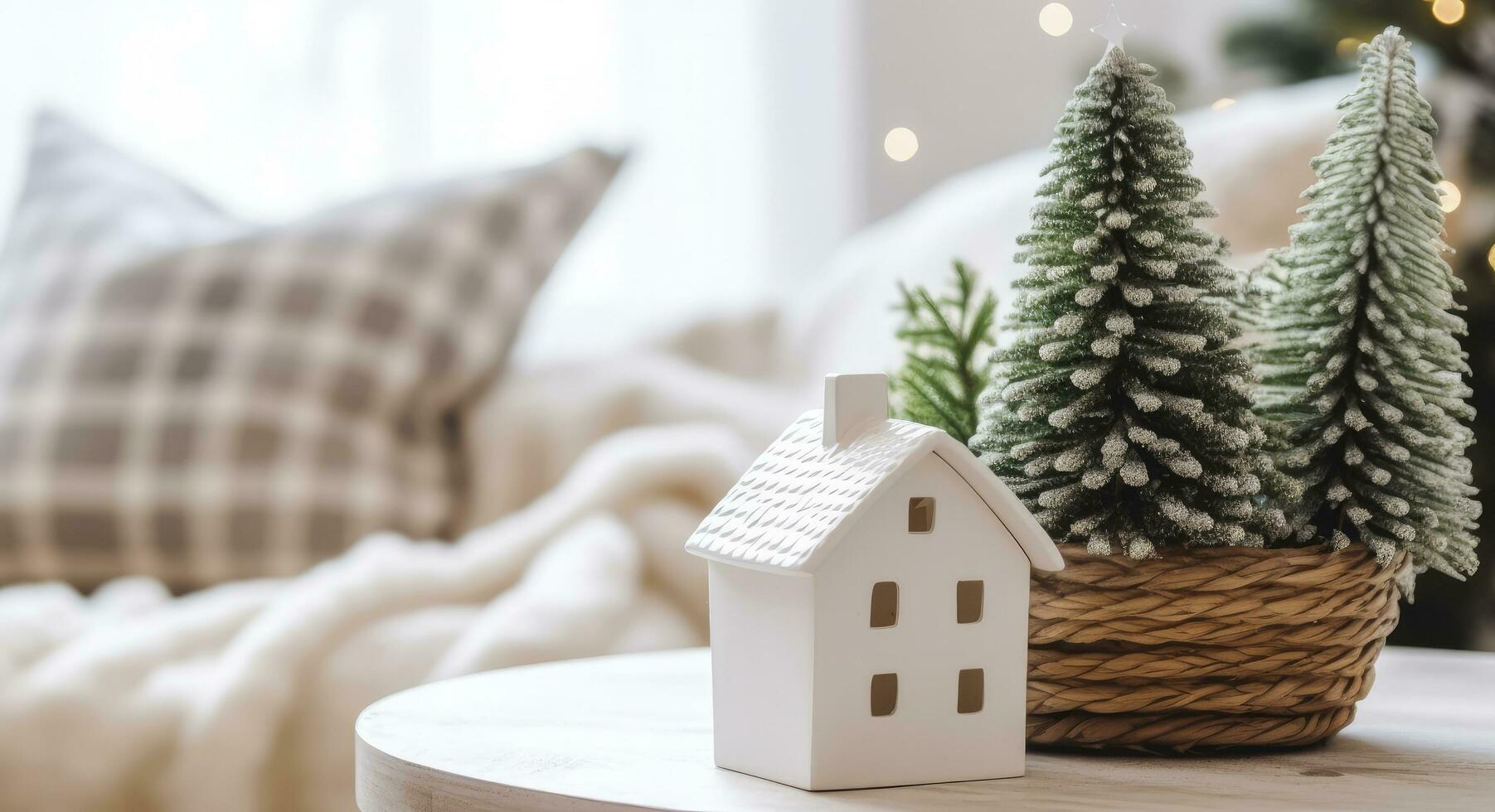 AI generated A cozy concept of festive home decoration for Christmas. AI Generated photo
