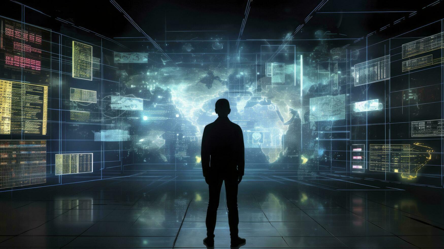 AI generated Guardian of the Digital World. Confronting Cyber Threats. photo