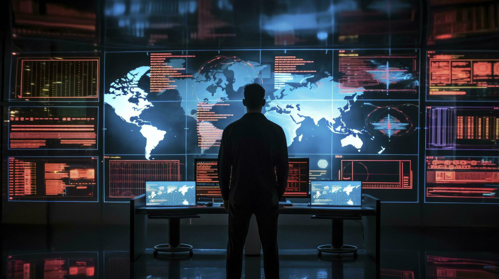 AI generated Guardian of the Digital World. Confronting Cyber Threats. photo