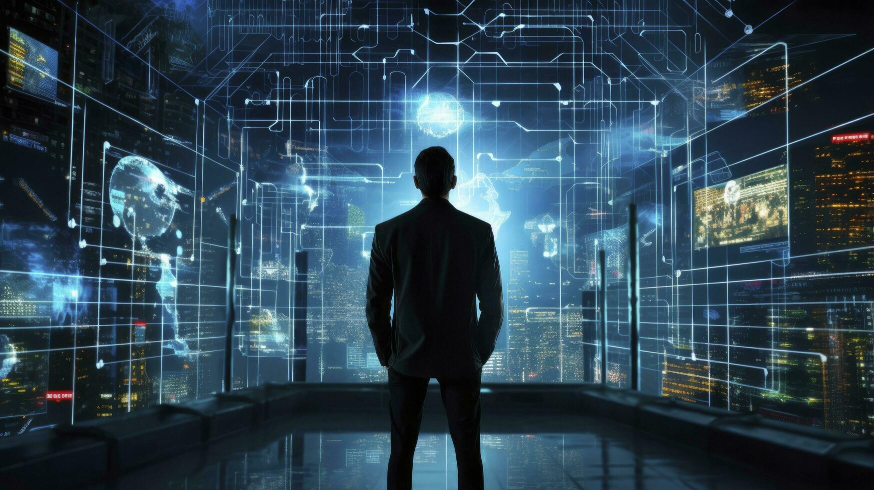 AI generated Guardian of the Digital World. Confronting Cyber Threats. photo