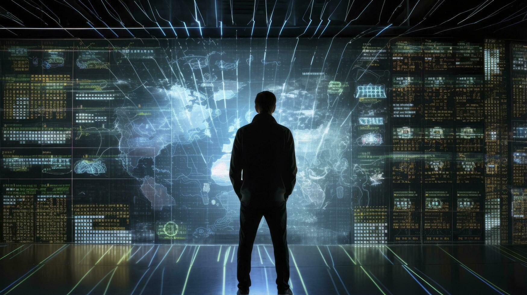 AI generated Guardian of the Digital World. Confronting Cyber Threats. photo