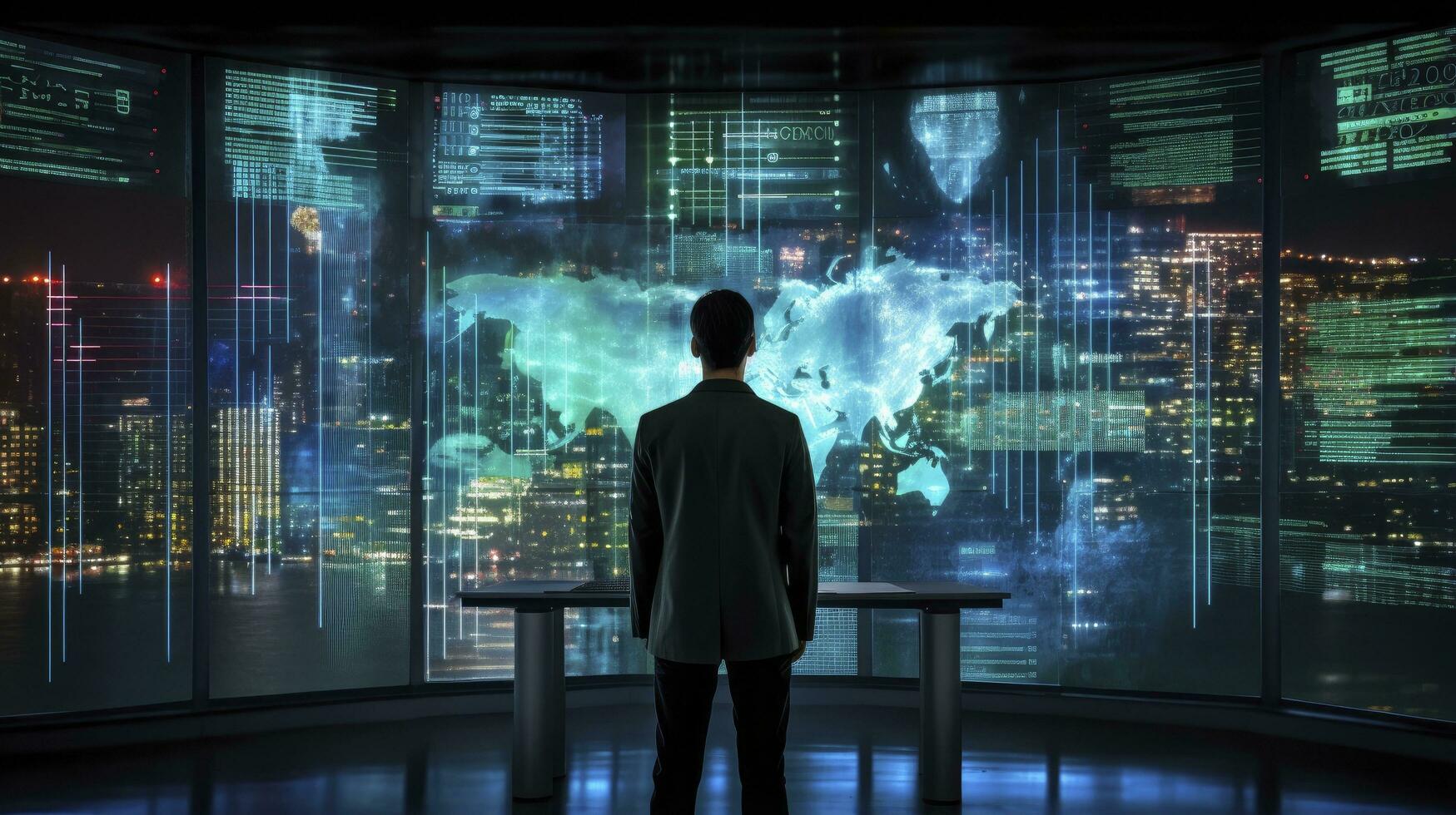 AI generated Guardian of the Digital World. Confronting Cyber Threats. photo