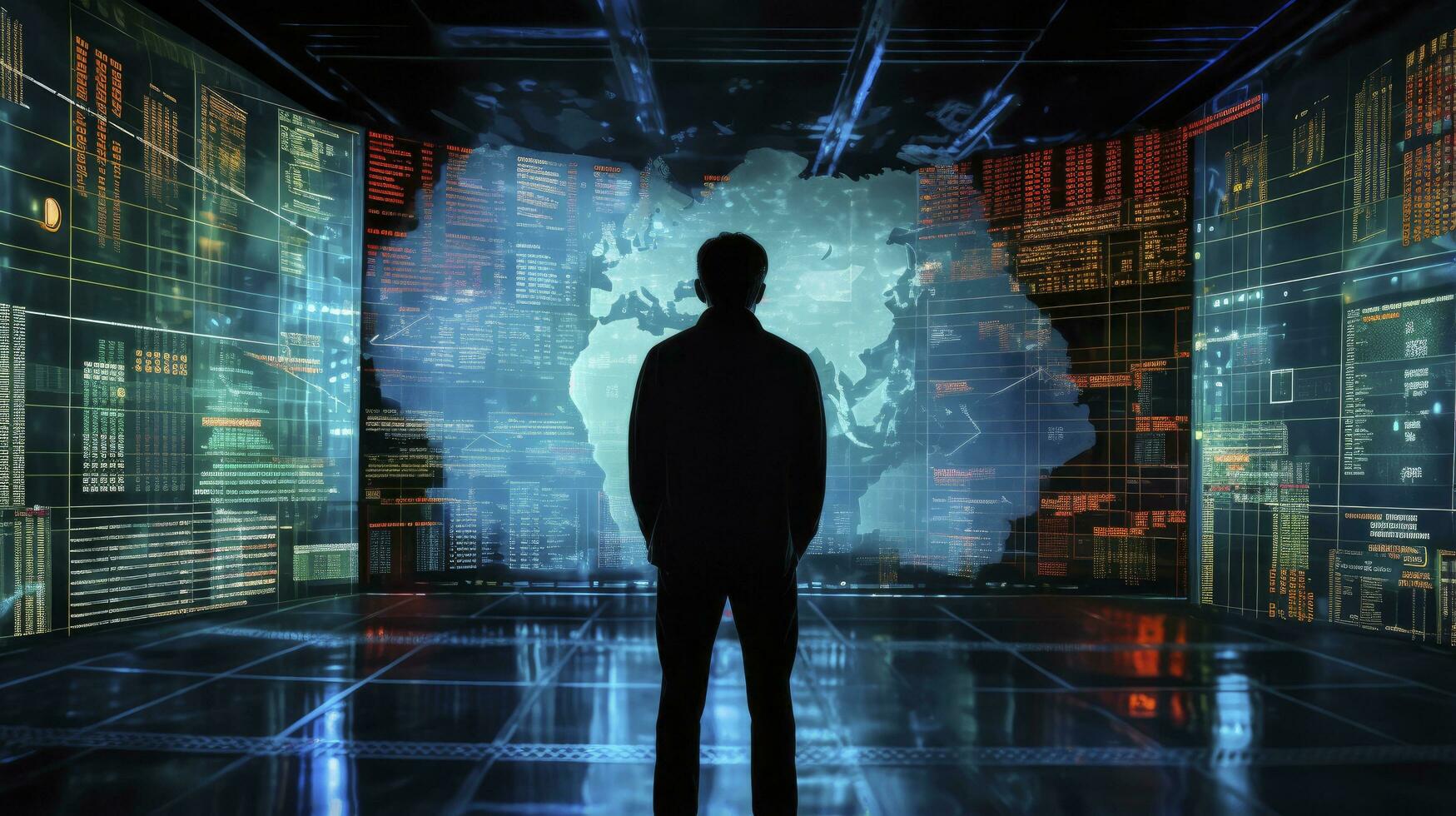 AI generated Guardian of the Digital World. Confronting Cyber Threats. photo