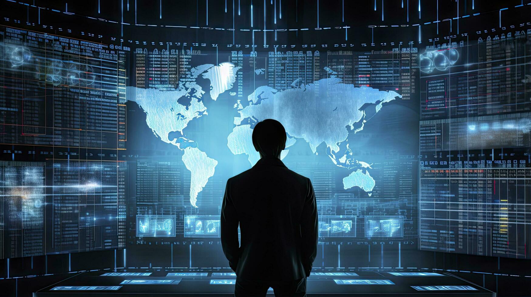 AI generated Guardian of the Digital World. Confronting Cyber Threats. photo