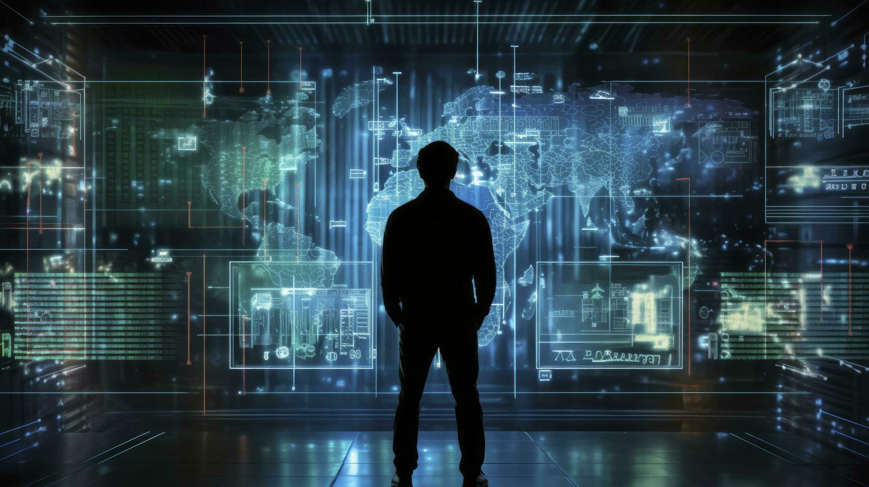 AI generated Guardian of the Digital World. Confronting Cyber Threats. photo