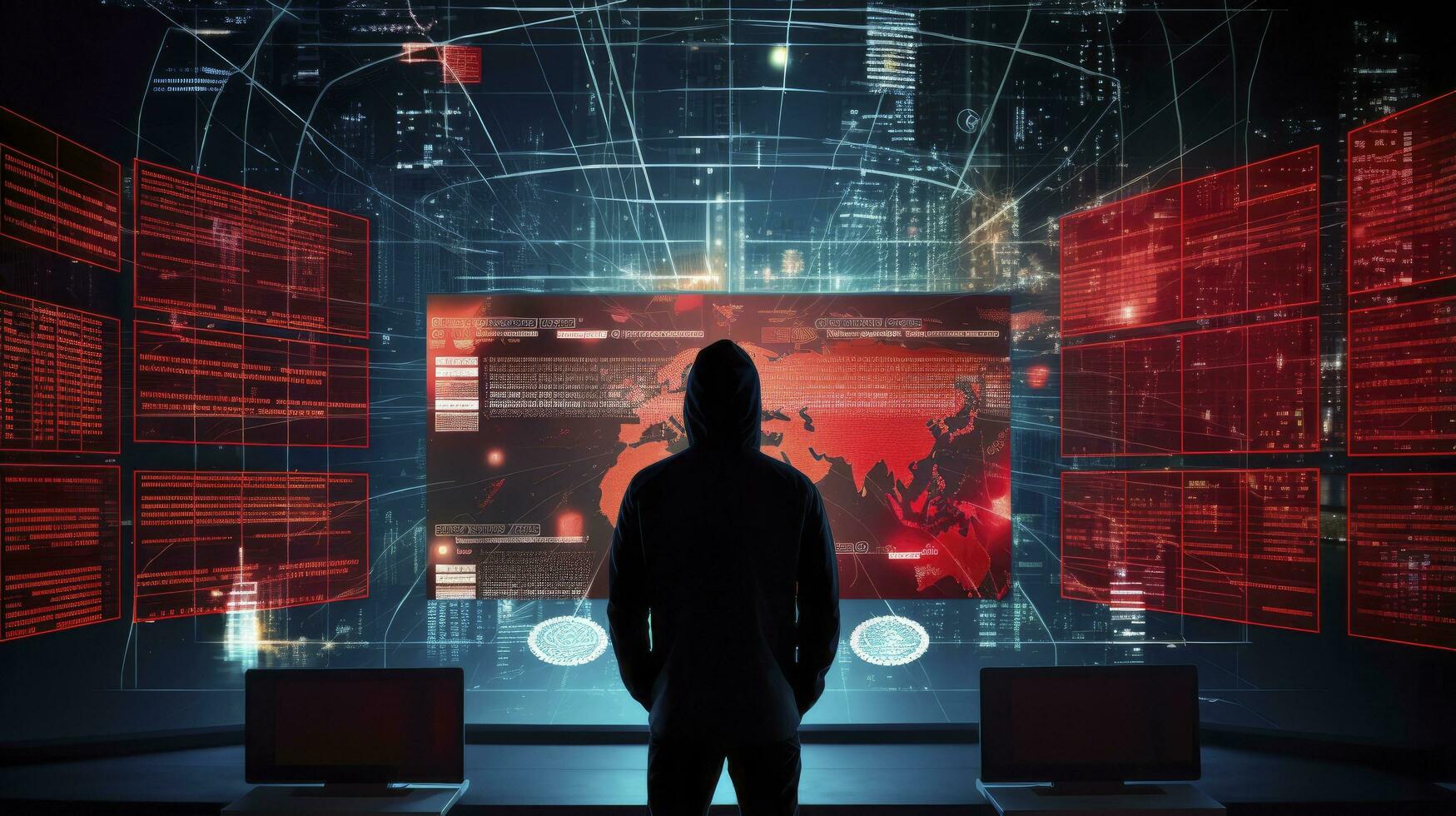 AI generated Guardian of the Digital World. Confronting Cyber Threats. photo