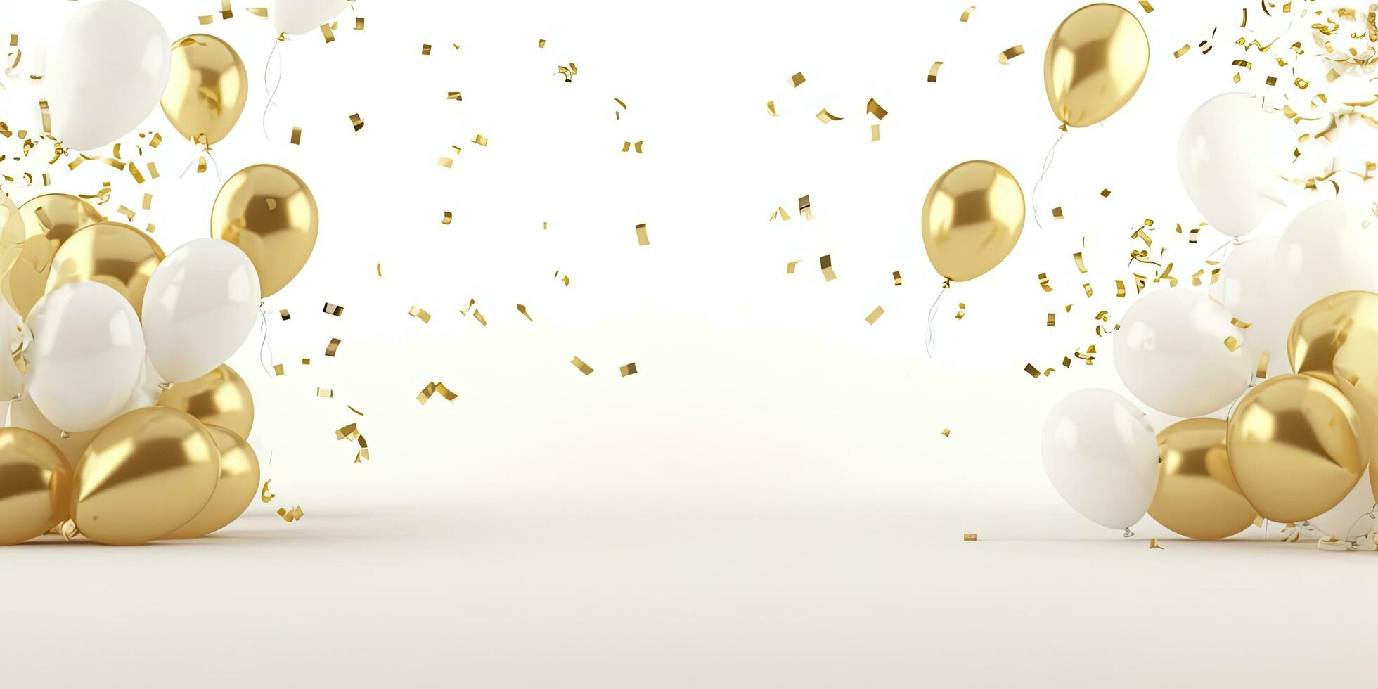 AI generated Golden and white Balloon on white background. photo