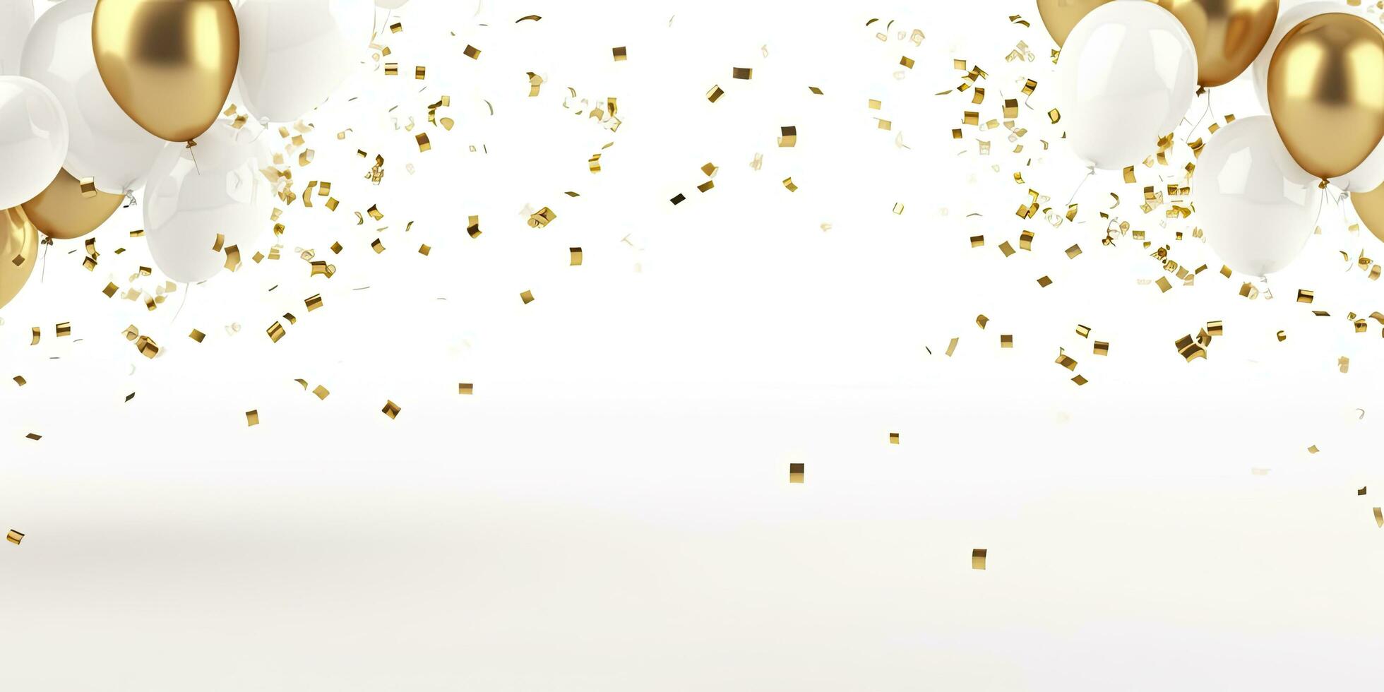 AI generated Golden and white Balloon on white background. photo