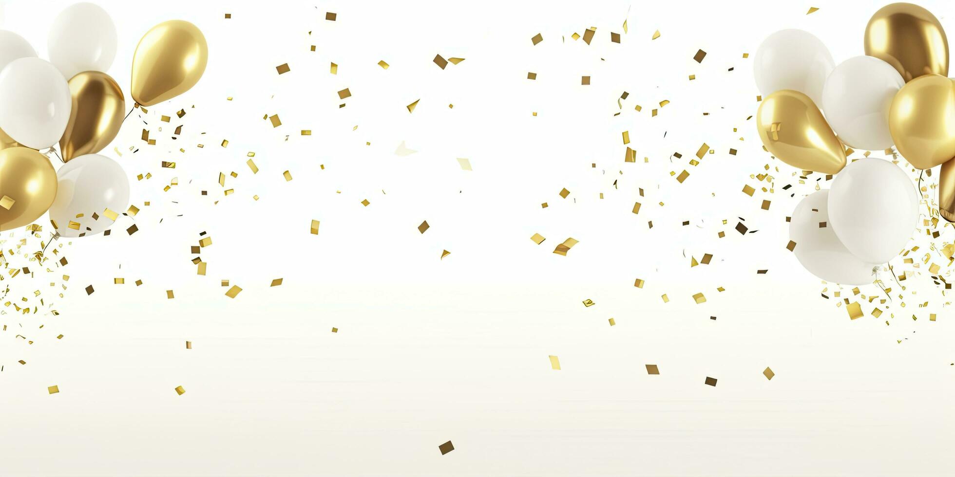 AI generated Golden and white Balloon on white background. photo