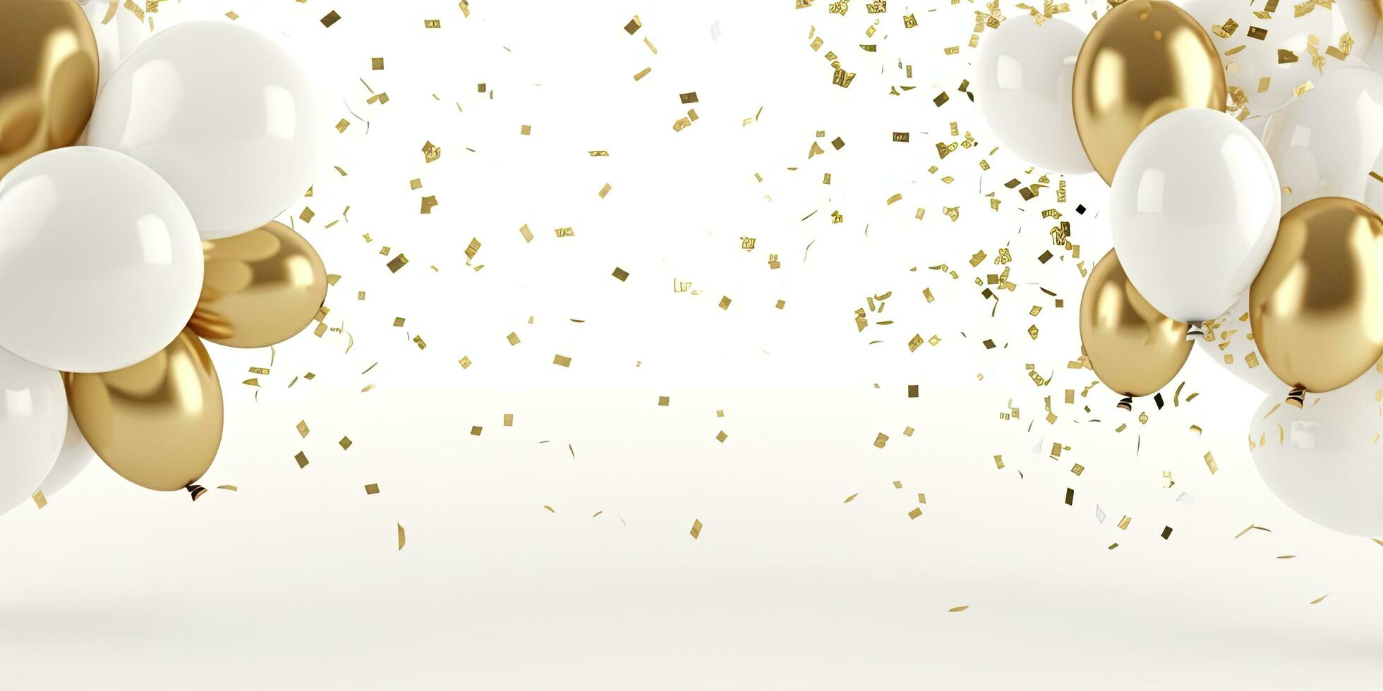 AI generated Golden and white Balloon on white background. photo