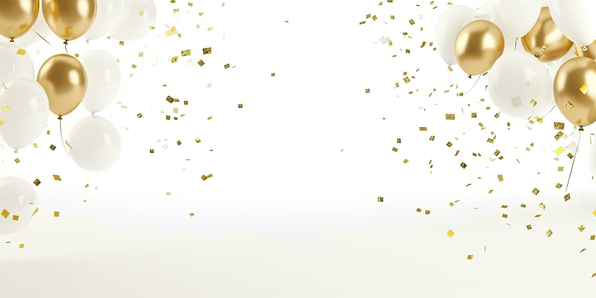 AI generated Golden and white Balloon on white background. photo