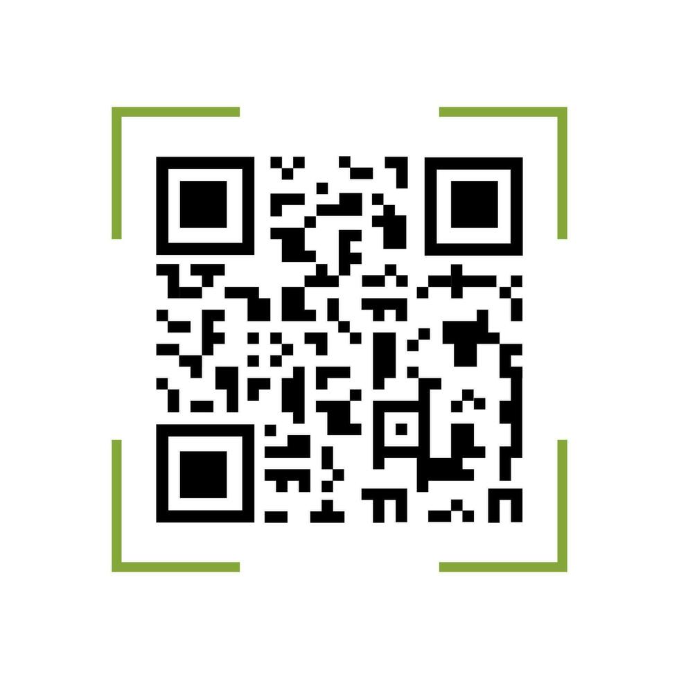 Qr-code in green frame. Simple vector element of identification
