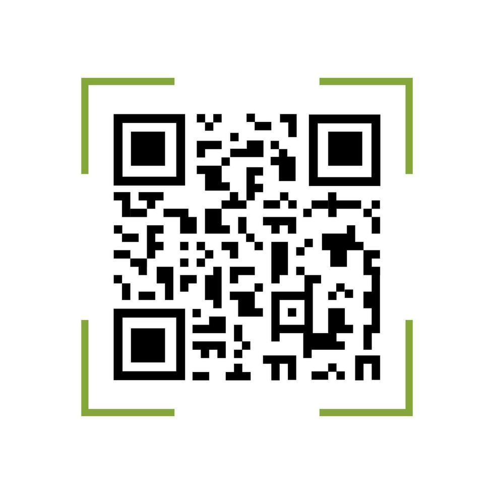 Código QR en verde marco. sencillo vector elemento de identificación