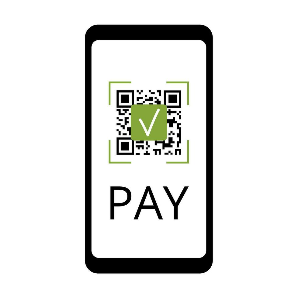Qr-code on phone screen. Simple vector banner for payment information