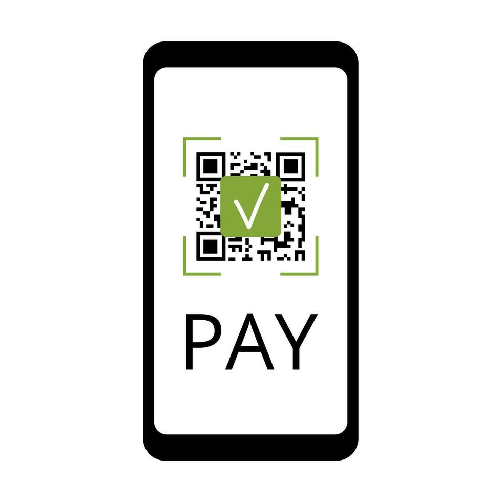 Código QR en teléfono pantalla. sencillo vector bandera para pago información