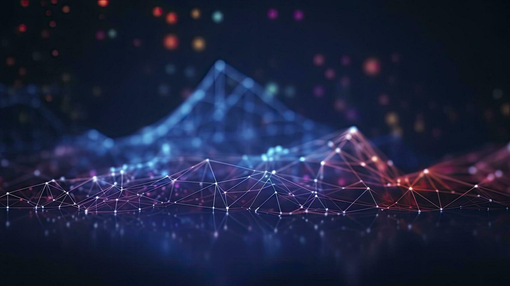 AI generated Abstract connected dots and lines. Motion of digital data flow. AI Generated photo