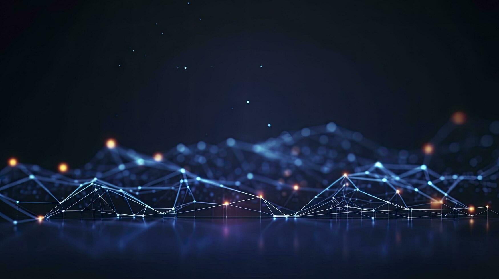 AI generated Abstract connected dots and lines. Motion of digital data flow. AI Generated photo