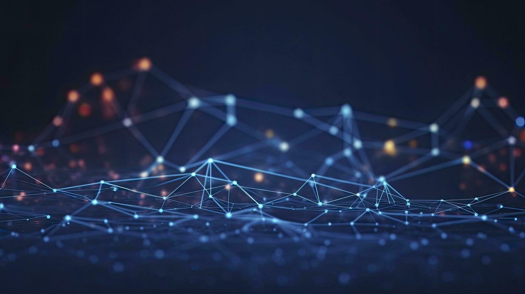 AI generated Abstract connected dots and lines. Motion of digital data flow. AI Generated photo