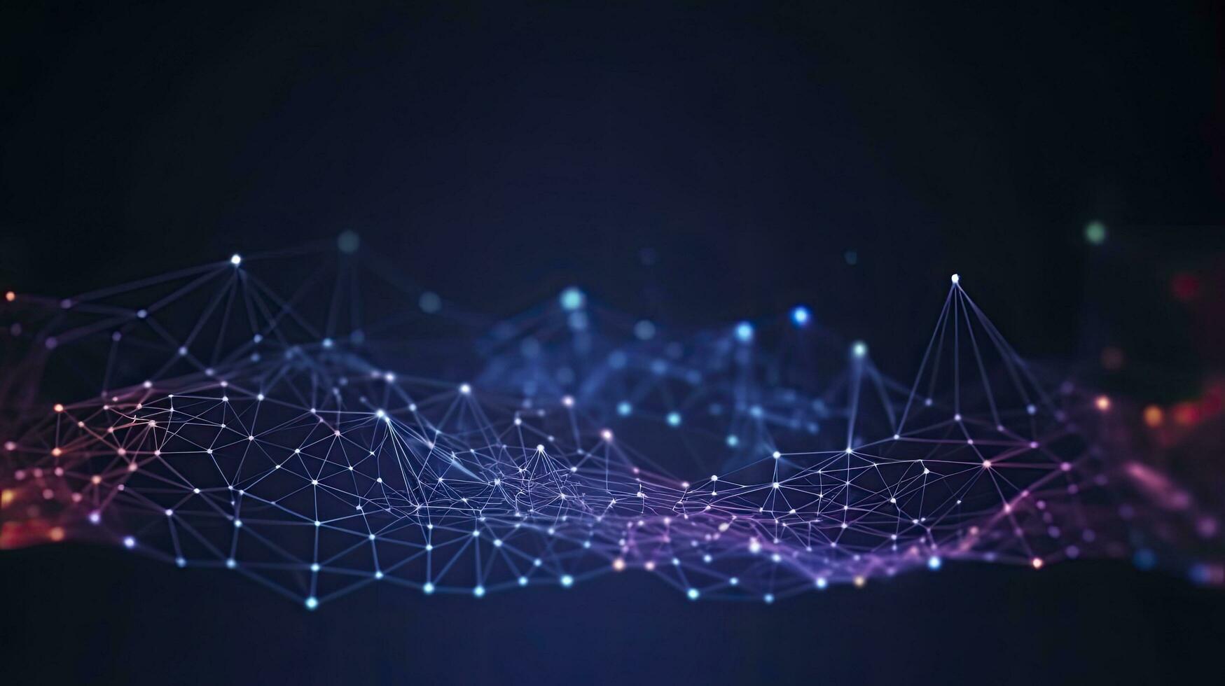 AI generated Abstract connected dots and lines. Motion of digital data flow. AI Generated photo