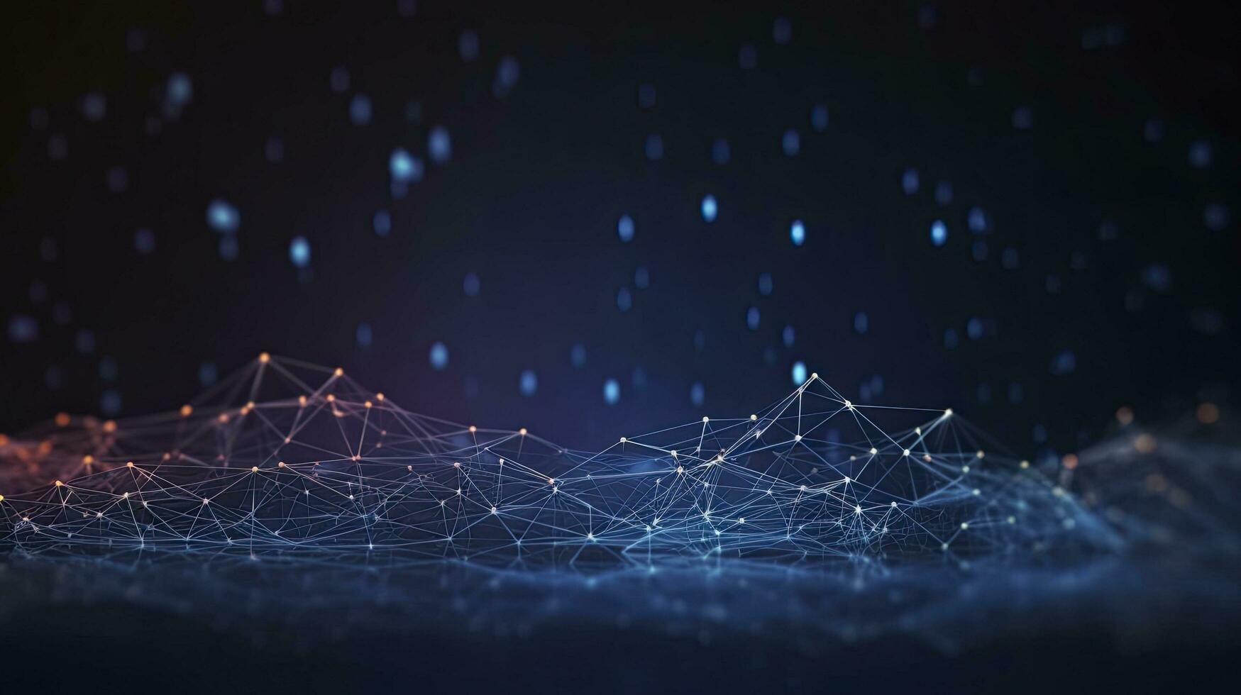 AI generated Abstract connected dots and lines. Motion of digital data flow. AI Generated photo