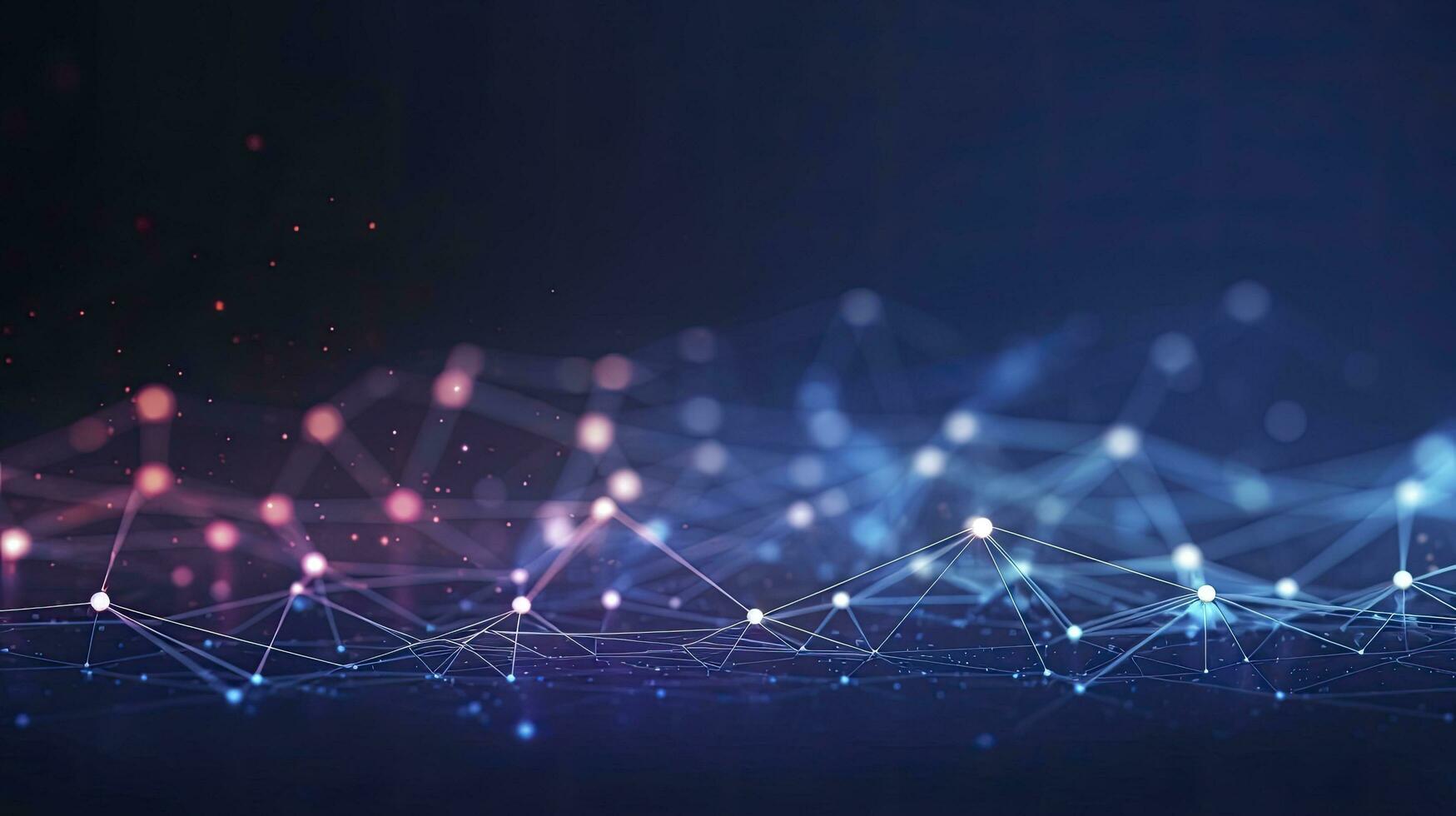 AI generated Abstract connected dots and lines. Motion of digital data flow. AI Generated photo